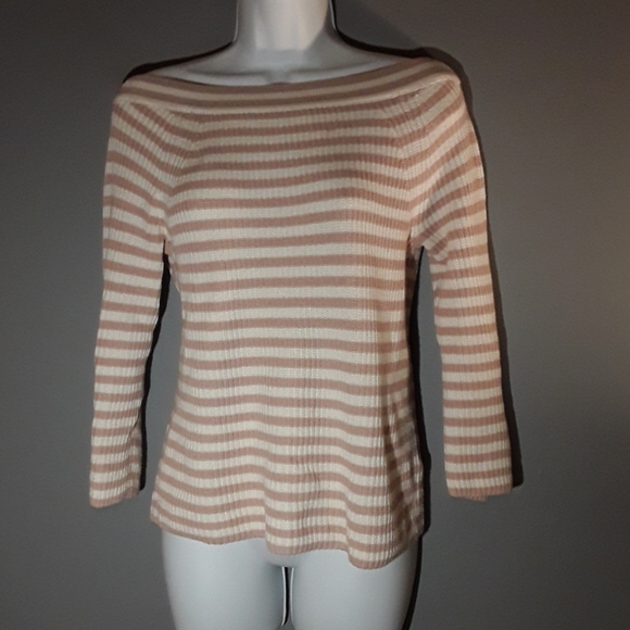J.crew cream & tan boatneck sweater xxs - Picture 2 of 5